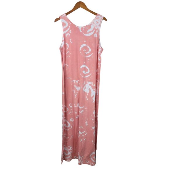 Vtg 90s Flamingo Beach Shirt Dress Small Medium Pink Maxi Long Tie Dye Choice Up - Picture 3 of 7